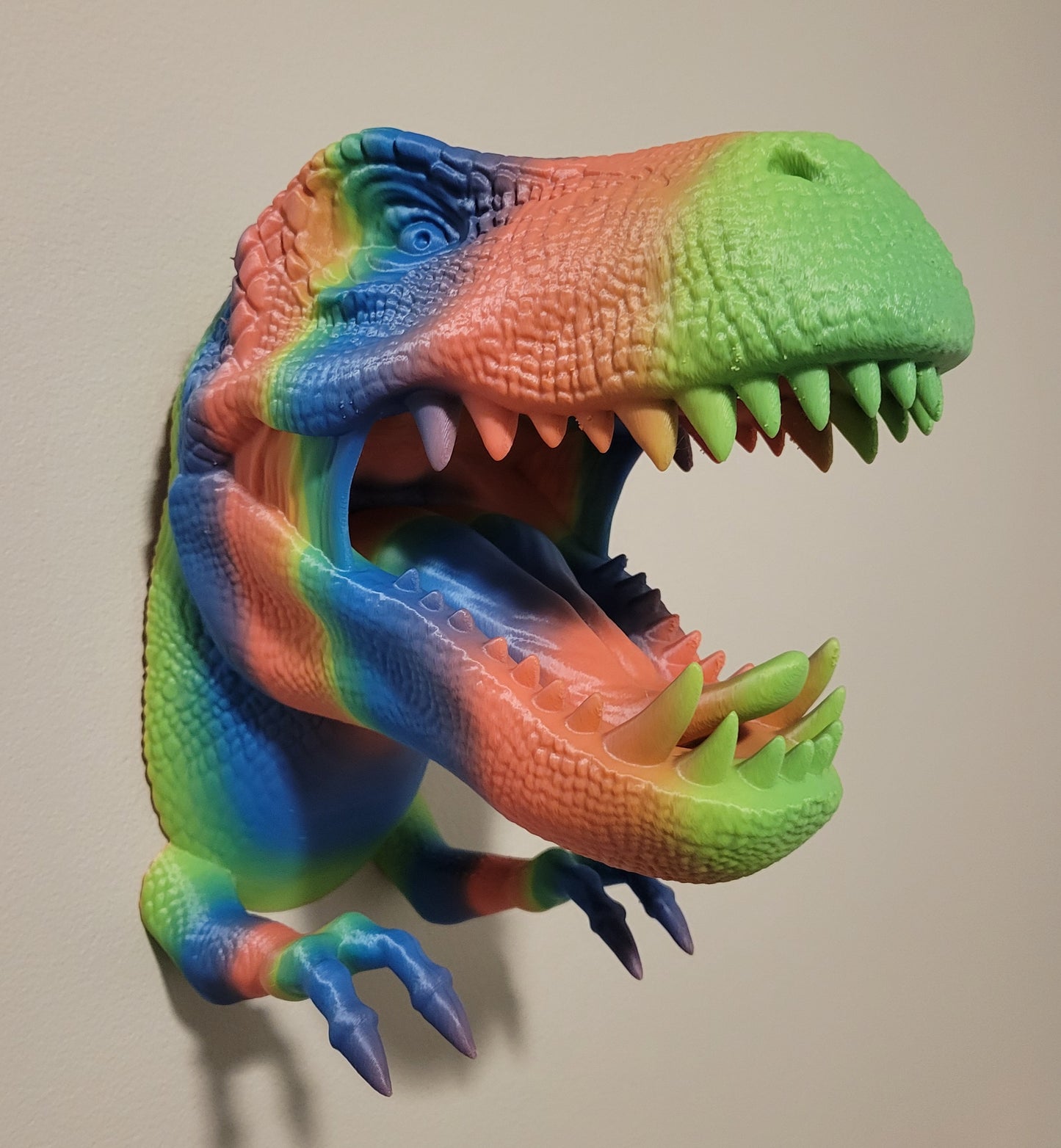 Rainbow T-Rex Headphone hook & Controller Holder | Jurassic Park Decor | Gamer Headset Stand | Dinosaur Gift for Gaming Setup